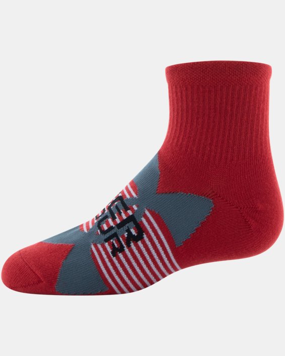 Boys' UA Essential Quarter 6-Pack Socks, Red, pdpMainDesktop image number 1
